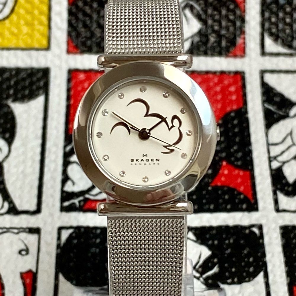 Disney x Skagen Minimalist Mickey Mouse Silhouette Stainless Steel Ladies Watch - Picture 5 of 16